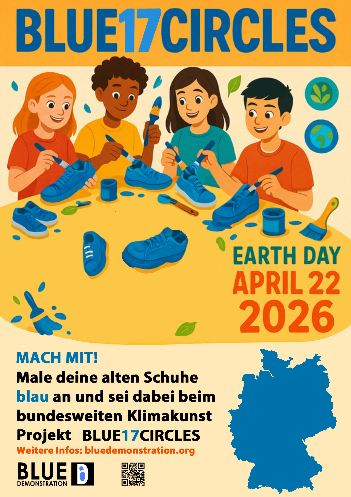 Blue17Circles: Klimakunst-SchulAktion zum Earth Day in 17 deutschen Großstädten